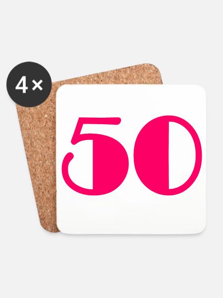 50. 50 JAHRE. 50-jähriges Jubiläum. GEBURTSTAG 50 JAHRE. - Untersetzer (4er-Set) - Weiß