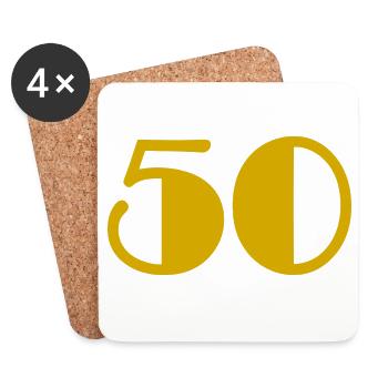 50. 50 ANS. 50e ANNIVERSAIRE. ANNIVERSAIRE 50 ANS. - Dessous de verre (lot de 4) - blanc - Devant