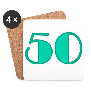 50 JAHRE. 50-jähriges Jubiläum. GEBURTSTAG 50 JAHRE. 50 - Untersetzer (4er-Set) - Weiß - Vorne