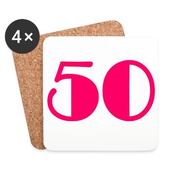 50. BIRTHDAY. HAPPY BIRTHDAY - Coasters (set of 4) - white - Front