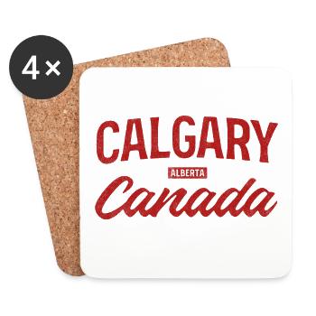 Calgary Canada Vintage Lettering - Coasters (set of 4) - white - Front