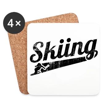 Lustiges Skifahren - Untersetzer (4er-Set) - Weiß - Vorne
