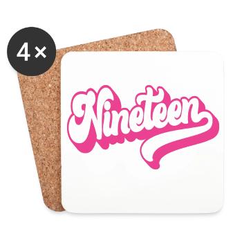 Nineteen 19th Birthday Girls Women 19 Years Old - Coasters (set of 4) - white - Front