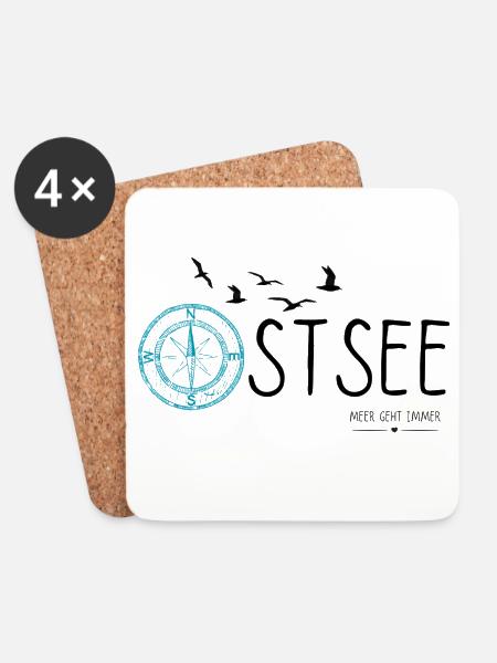 Ostseeliebe - Meerverliebt - Ostsee Shirt - Untersetzer (4er-Set) - Weiß