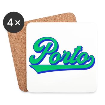 Porto Neon Script Retro - Untersetzer (4er-Set) - Weiß - Vorne