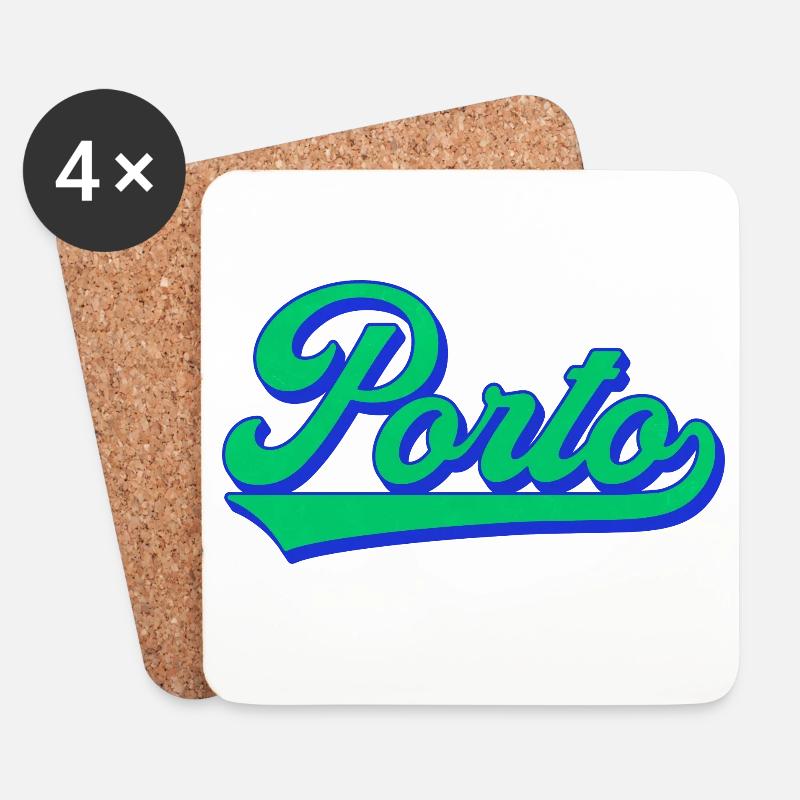 Porto Neon Script Retro - Untersetzer (4er-Set) - Weiß