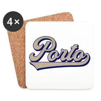 Porto Script Vintage Stil - Untersetzer (4er-Set) - Weiß - Vorne