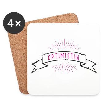 OPTIMISTIN Banderole - Untersetzer (4er-Set) - Weiß - Vorne
