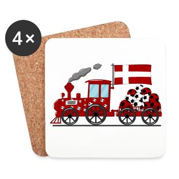 Danemark Flag Football Chemin de fer - Dessous de verre (lot de 4) - blanc - Devant