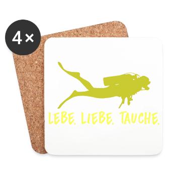 Lebe Liebe Tauchen Taucher Geschenk Tauchsport - Untersetzer (4er-Set) - Weiß - Vorne