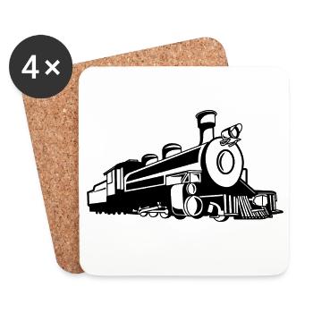 Retro Train Sketch - Coasters (set of 4) - white - Front