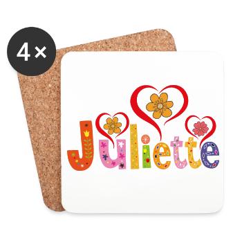 Nom personnalisé de Juliette - Dessous de verre (lot de 4) - blanc - Devant