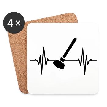 Drain vacuum cleaner heartbeat - Coasters (set of 4) - white - Front