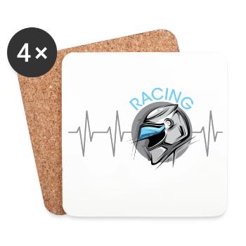 Motorrad Racing Herzschlag Illustration Kunst icon - Untersetzer (4er-Set) - Weiß - Vorne