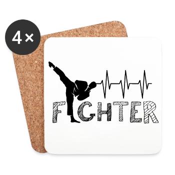 Puls Kick Kampfsport Karate Kickboxen Symbol Team - Untersetzer (4er-Set) - Weiß - Vorne