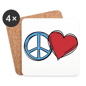 Herz Weltfrieden Peace Frieden Liebe Geschenkidee - Untersetzer (4er-Set) - Weiß - Vorne