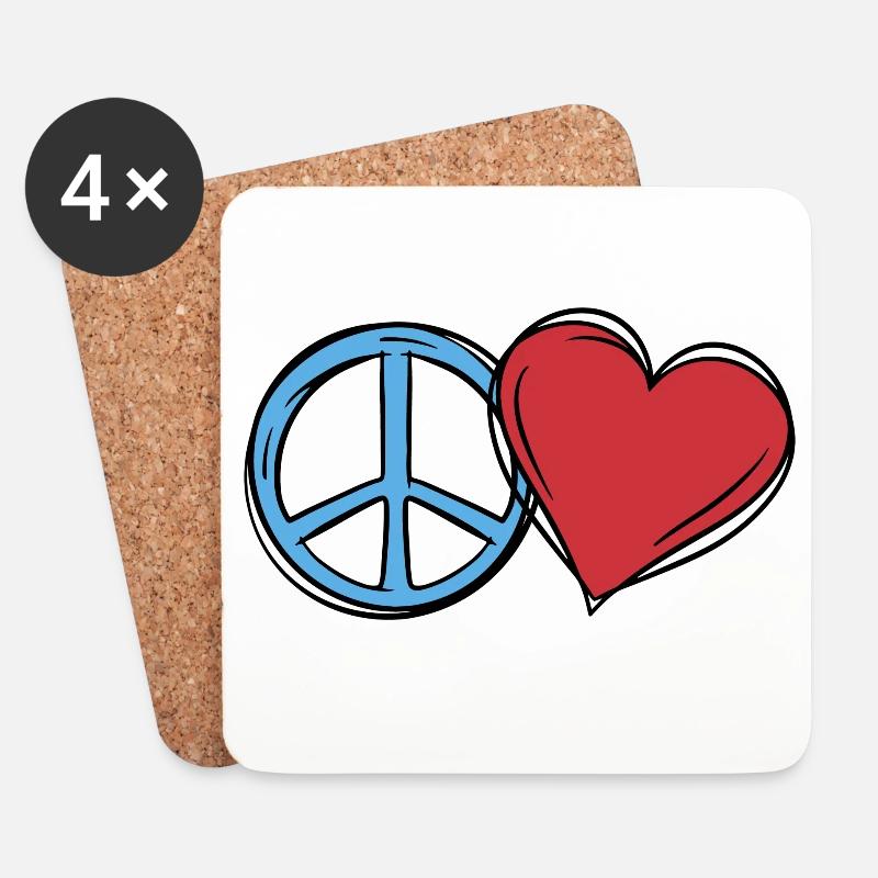 Herz Weltfrieden Peace Frieden Liebe Geschenkidee - Untersetzer (4er-Set) - Weiß