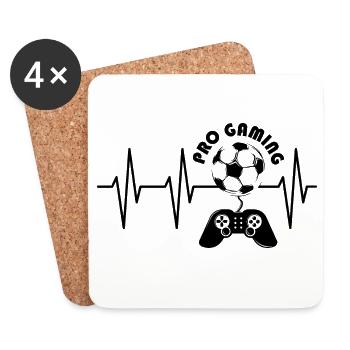 pro gaming heartbeat pulse soccer gamer icon - Coasters (set of 4) - white - Front