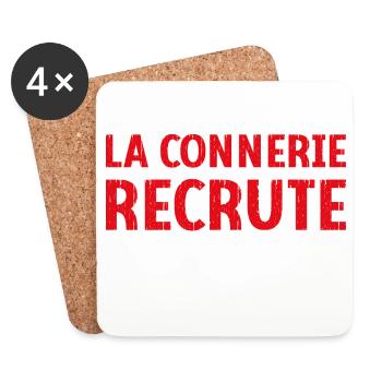La connerie recrute engagez-vous Humour Citation - Dessous de verre (lot de 4) - blanc - Devant