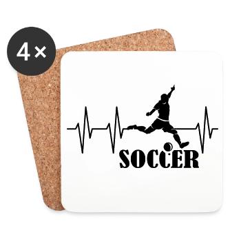 football football pouls coeur football - Dessous de verre (lot de 4) - blanc - Devant