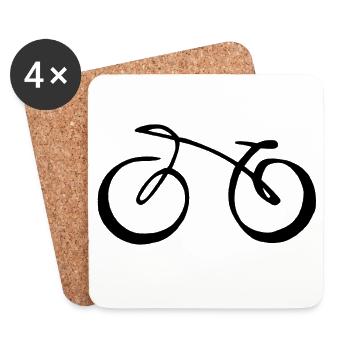 Vélo minimaliste noir - Dessous de verre (lot de 4) - blanc - Devant