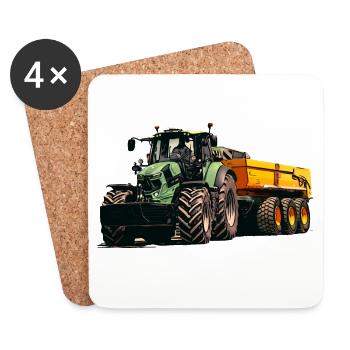 Deutz mit Anhänger Kipper - Untersetzer (4er-Set) - Weiß - Vorne