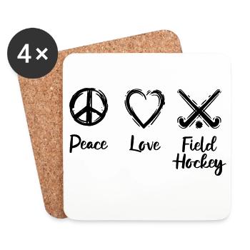 Paix Amour Hockey - Dessous de verre (lot de 4) - blanc - Devant