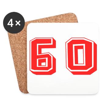 60. 60 ANS. 60e ANNIVERSAIRE. ANNIVERSAIRE 60 ANS. - Dessous de verre (lot de 4) - blanc - Devant