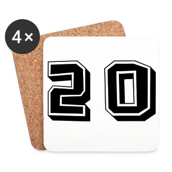 20. 20 ANS. 20e ANNIVERSAIRE. ANNIVERSAIRE 20 ANS. - Dessous de verre (lot de 4) - blanc - Devant