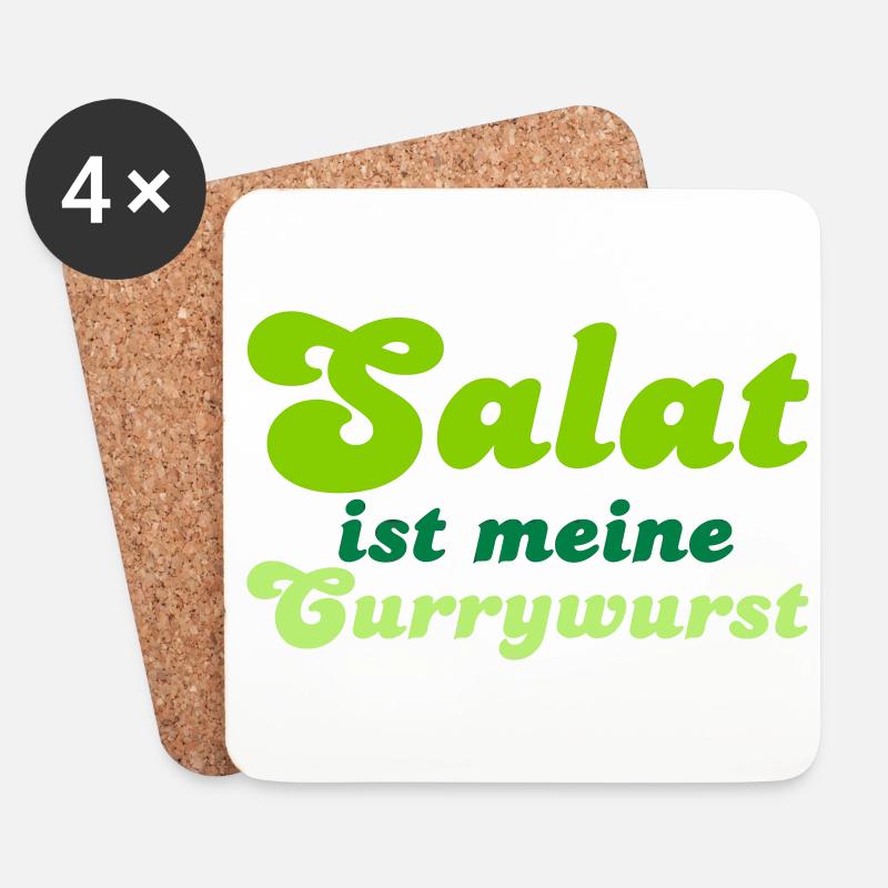 Salat ist meine Currywurst - Untersetzer (4er-Set) - Weiß
