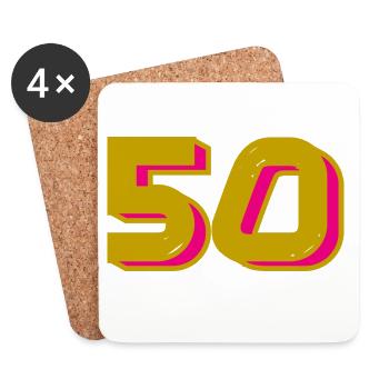 50. 50 ANS. 50e ANNIVERSAIRE. ANNIVERSAIRE 50 ANS. - Dessous de verre (lot de 4) - blanc - Devant