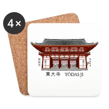 Nara Japon, Todai-ji, Temple bouddhiste - Dessous de verre (lot de 4) - blanc - Devant