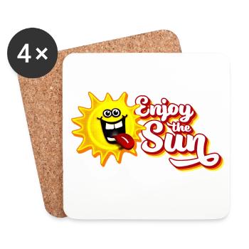 Enjoy the sun / Summer feeling / Retro-Look - Coasters (set of 4) - white - Front