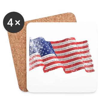 Patriotic Flag Stripes with Inspirational Text - Coasters (set of 4) - white - Front