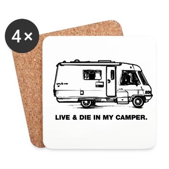 Live And Die in my Camper - Camping For Life - Coasters (set of 4) - white - Front