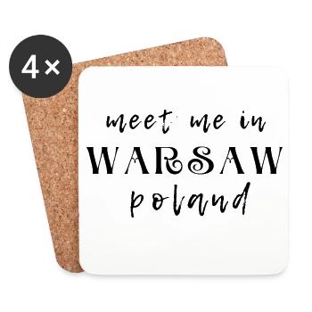 Meet Me in Warsaw Phrase Design - Coasters (set of 4) - white - Front