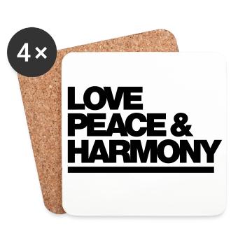 Typo Love Peace Harmony 1C - Untersetzer (4er-Set) - Weiß - Vorne