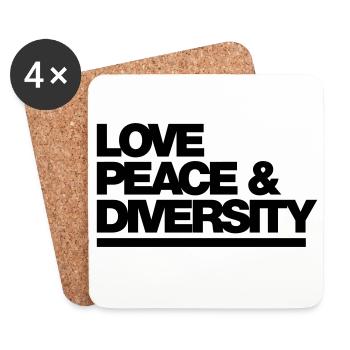 Typo Love Peace Diversity 1C - Coasters (set of 4) - white - Front