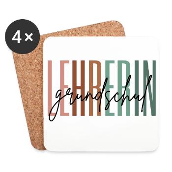 Lehrerin Grundschule Grundschullehrerin Geschenk - Untersetzer (4er-Set) - Weiß - Vorne