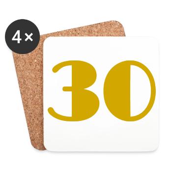 30. 30 ANS. 30e ANNIVERSAIRE. ANNIVERSAIRE 30 ANS. - Dessous de verre (lot de 4) - blanc - Devant
