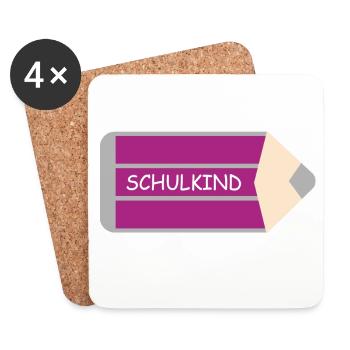 Schoolchild - Pen Violet Grey - Personalizable - Coasters (set of 4) - white - Front