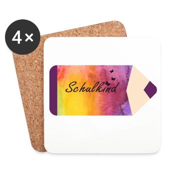 Écolier Stylo Aquarelle Pourpre Jaune Papillons - Dessous de verre (lot de 4) - blanc - Devant