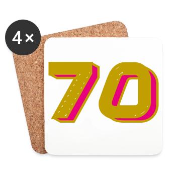 70. 70 YEARS. 70th ANNIVERSARY. 70 YEARS ANNIVERSARY. - Coasters (set of 4) - white - Front
