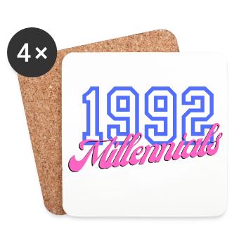 Retro 1992 Millennial Numeric Design - Coasters (set of 4) - white - Front