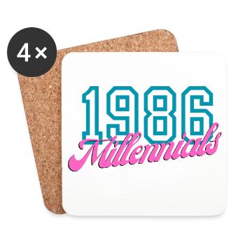 1986 Millennials Retro Numeric Design - Coasters (set of 4) - white - Front