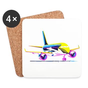 Airplane Cartoon Style - Coasters (set of 4) - white - Front
