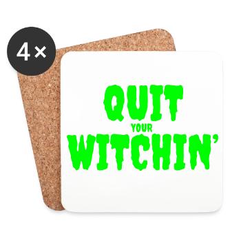 Spooky Green Witching Quit Design - Untersetzer (4er-Set) - Weiß - Vorne
