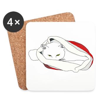 Christmas Cat - Coasters (set of 4) - white - Front