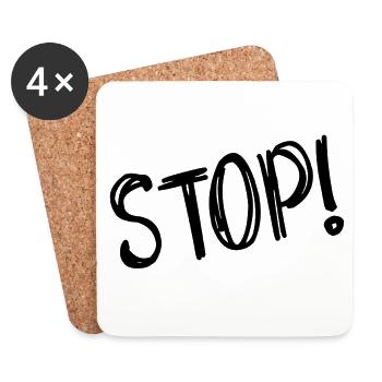 STOP. PANEL. DAD. MOTORCYCLE. FUNNY. CAR - Coasters (set of 4) - white - Front