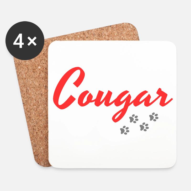 huge cougar - Coasters (set of 4) - white